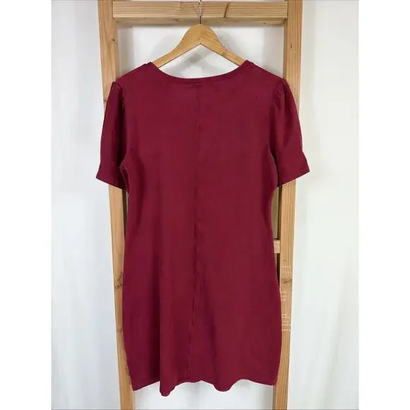 NWT Another Love Dear John Maroon Faux Suede Dress Size Small Scoop Neck Empire - Picture 3 of 4